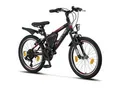 Licorne Bike Guide Premium Mountainbike in 20, 24 und 26 Zoll - Fahrrad für Mädchen, Jungen, Herren und Damen - Shimano 21 Gang-Schaltung, Kinderfahrrad, Kinder Zoll:20;Farbe:Schwarz/Rot/Grau