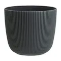 Engelland - 1 x Blumentopf mit Drainagesystem, Anthrazit-Grau, Rillenoptik, Pflanz-Topf, Kübel, modern, widerstandsfähig, rund, wetterfest, Kunststoff, Ø 21 cm, 5 Liter