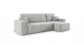 CORNERO Mona MINI Ecksofa L-Form mit Schlaffunktion und Bettkasten – Couch L-Form fürs Wohnzimmer 3-Sitzer 245 cm x 140 cm x 85 cm (Hellgrau, Ottomane Rechts)