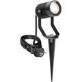 ledscom.de Gartenstrahler SHINGA mit Erdspieß für außen, IP65, Stecker, schwarz, inkl. GU10 LED Lampe 468lm, warmweiß