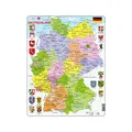 Larsen Puzzle A11 Deutschland Politische Karte, Alter 4–12, Geografie Lernspiel, 70 Teile, Bundesländer & Hauptstädte Lernen, stabiles Rahmenpuzzle, Made in Norway