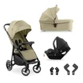 hauck Shop N Care Trio Set, Olive - 3in1 Kombikinderwagen ab Geburt bis 22 kg - Buggy, Babywanne & i-Size Babyschale, Snack-Tablett & Becherhalter, UPF 50+, Liegefunktion, Zusammenklappbar