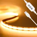 USB 5V LED Streifen Warmweiss 2M, 640LEDs Dimmbar COB LED Strip Lights + 2700...