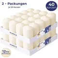 HORECA CANDLES Stumpenkerzen 40 Stück – 12 h, Elfenbein, 4 × 7 cm, ohne Duft, Kerzen für Haushalt, Feiern und Gastronomie - Beige/Creme