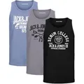 Jack & Jones Tanktop Bequemes Slimfit Shirt mit Printdruck (3er-Pack) mit Print grau L (52)