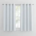 PONY DANCE Thermogardinen Hitzeschutz Ösenschal 2er Set H 137 x B 117 cm Verdunkelungsvorhang Weiss Vorhänge Wohnzimmer Modern Kurz Thermal Curtains, Grau-weiß