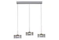 MONDO LED Pendelleuchte KARENA, 3-flammig, Rauchfarben, Stahlgrau, Metall, Höhenverstellbar, Dimmfunktion, LED fest integriert, Extra-Warmweiß, Rauchglas, B 74 x H 180 x T 18 cm