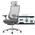 COLAMY ATLAS Ergonomischer Netz-Bürostuhl – Chefsessel mit Kopfstütze, 4D-Armlehnen, Schiebesitz und Neigungssperre, Dunkelgrau