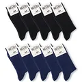 Mat & Vic's Socken Herren 43-46, feine Strümpfe aus Cotton Baumwolle gekämmt, Herrensocken für Freizeit, für Business Männer Damen, schwarz dunkelblau navy blau, 10 Paar