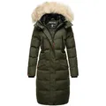 MARIKOO Damen langer Winterjacke Stepp Parka mit abnehmbarer Kapuze Schneesternchen