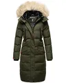MARIKOO Damen Winter Jacke Stepp Parka Mantel Winterjacke warm gefüttert Kunstpelz Schneesternchen XS-XXL (DE/NL/SE/PL, Alphanumerisch, XS, Regular, Regular, Olive)