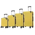 YONSLY Koffer Suitcase Set, Trolley Reisekoffer, Rollkoffer Handgepäck, Kofferset, Gepäckset mit 4 Rollen 360°, Hartschalenreisekoffer, Zahlenschloss, Weicher Gummigriff (4er Set, S,M,L&XL, Gelb)