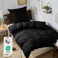 Bettwäsche 135x200 Baumwolle 2teilig  BettwäscheSets Schwarz mit Reißverschlu...
