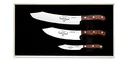 3er Set Kochmesser Brotmesser Universalmesser Gemüsemesser Küchenmesser Fleischmesser Allzweckmesser scharfes Messer Giesser PremiumCut Set No. III Tree of Life BBQ Thuja Wurzelholz Spezialstahl braun