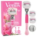 Gillette Venus Pro Comfortglide Tropical Rasierapparat 3 Klingen+Duschhänger Damenrasierer