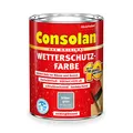 Consolan Wetterschutzfarbe, Deckender Holzschutz für Außen, Silbergrau, 750ml