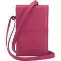 Josephine Osthoff Handy Umhängetasche mit Karten- und Sichtfach, handgemacht aus 100% Echtleder, Crossbody Schultergurt, stabile Magnetknöpfe - Fuchsia