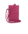 Josephine Osthoff Handy Umhängetasche mit Karten- und Sichtfach, handgemacht aus 100% Echtleder, Crossbody Schultergurt, stabile Magnetknöpfe, Farbe:Fuchsia
