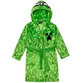 Minecraft Kinderbademantel Minecraft Bademantel Kinder Jungen Fleece Morgenmantel mit Kapuze grün 158