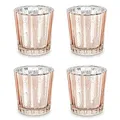 Teelichthalter Glas 5,5x6cm Kerzenhalter Windlicht Kerzenglas Teelichtgläser 4er Set Hochzeit Deko/Vintage Teelichhalter aus Glas in schick-rustikaler Optik 4 Stück