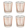 partydeco Teelichthalter, Teelichthalter Glas 5,5x6cm roségold 4er Set