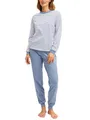 CALIDA Marine Dreams Bündchen-Pyjama Damen, pflegeleicht, elastischer Hosenbund, softe Bündchen an den Abschlüssen Aura Blue 40-42