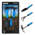 BIKAIN - Gartenwerkzeug-Set - 3 Werkzeuge - Enthält Breite Schaufel, Lanze+Gabel und Kultivator - Ergonomische und rutschfeste Griffe - Stahlwerkzeug, Schwarz