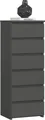Kommode mit 6 Schubladen Kommode Schlafzimmer Flur Wohnzimmer Organizer Kommode mit Schubladen 40 cm breit 109 cm hoch | graphit Holz Highboard Sideboard Mehrzweckschrank Schrank schmal