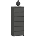 Kommode mit 6 Schubladen Kommode Schlafzimmer Flur Wohnzimmer Organizer Kommode mit Schubladen 40 cm breit 109 cm hoch | graphit Holz Highboard Sideboard Mehrzweckschrank Schrank schmal