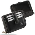 MATADOR Leder Portemonnaie Herren #Granada NEXTGEN mit edler Geschenk Box, Elegante Herren Geldbörse Leder mit RFID Blocker, Luxus Geldbörse mit Reißverschluss und Viele Kartenfächer in Schwarz Nappa