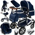 KESSER Loops 3 in 1 Kinderwagen Kombikinderwagen Komplettset incl. Babywanne & Buggy Sportsitz & Auto-Babyschale - Voll-Gummireifen - Wickeltasche/Regenschutz/Kindertisch Set