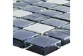 Mosafil Mosaikfliesen Glasmosaik Fliese Larisa Metallic Schwarz Silber, Glas-Edelstahl 30.000x30.000, schwarz-silber, Verlegefertig auf ein Netz geklebt - Wasserfest
