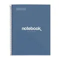 Miquelrius - Notizbuch A4 Notebook, 1 farbiger Streifen, 80 Blatt mit raster 5 x 5 mm, Papier 90 g/m² mikroperforiert mit 4 Bohrungen für 4 Ringe, Einband aus Karton, Farbe Marineblau