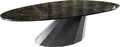 DELIFE Couchtisch Edge, Oval 140x75 cm Keramik Emperador Extra Lucidato Dunkelbraun Parabi Met