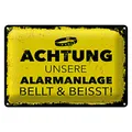 Blechschild Hund Achtung unsere Alarmanlage beisst 30x20cm