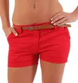 Malito Damen Chino Shorts in Unifarben | lässige Kurze Hose | Bermuda für den Strand | Pants - Hotpants 5397 (rot, XL)