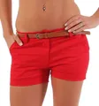malito more than fashion Bermudas malito Damen Chino Shorts in Unifarben, lässige kurze Hose, Bermuda kurze Sommerhose mit Gürtel