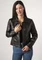 Lederjacke "MWLusan", mit Umlegekragen, Gr. L, black