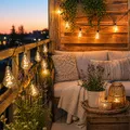 LED Solar Lichterkette Glühbirne transparent Garten Retro Gartendeko Balkon