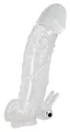 Crystal Skin Penishülle mit Vibro-Ei - transparenter Penis Sleeve mit herausnehmbarem Vibrator, Äderung und Eichel, Penis-Verlängerung und Verdickung