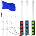 Teleskopstange Edelstahl 2m mit 9 Haken Banner Flagge Paraden Camping Outdoor