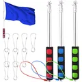 Pack of 3 Telescopic Flagpoles, Stainless Steel, Portable, 2m, Accessories