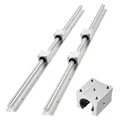VEVOR Linearführungen SBR25, 2er-Pack 1200 mm Linearschienen & 4 Stk. Gleitlblöcke, vollumfänglich gelagerte Welle, Führungsschiene für Schneid-, Schleif-, Fräs- & Bohrmaschinen usw.