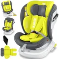 KIDIZ® Autokindersitz mit Isofix i-Size R129 100-150cm bis 12 Jahre, Kinderautositz Gruppe 0/1/2/3, mitwachsender Kindersitz, 5-Punkt-Gurt, höhenverstellbare Kopfstütze, Sitzerhöhung Auto, Grau