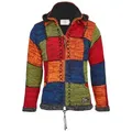THC Natural Line Strickjacke THC Schafwollstrickjacke bunte Quadrate 814 (1 Stück, 1-tlg., 1 Stück) Strickjacke mit abnehmbarer Kapuze bunt XS