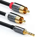 deleyCON 3,0m Klinkenkabel Cinch-Kabel - 3,5mm Klinke zu Cinch RCA - Stereo Audio Kabel - 1x Klinkenstecker auf 2x RCA Stecker - Metallstecker - Schwarz
