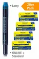ONLINE Tintenpatronen kompatibel LAMY Pelikan Stabilo königsblau 20 Stück