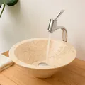 Naturstein Waschbecken Caping aus Marmor 40 x 40 x 15 cm rund creme wohnfreuden