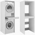 Waschmaschine Trockner Schrank mit Ausziehbrett - Waschmaschinenschrank für Waschmaschine & Wäschetrockner - Überbauschrank 187 x 65 x 66 cm (We... - Weiß