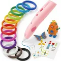LAMAX ArtKid1 3D Stift für Kinder – kabelloser 3D-Druckstift mit TouchSafe, 37 m 12 PCL-Filamentfarben, USB-C, 2 Geschwindigkeiten, 2 Temperaturstufen, kreatives Geschenk für Mädchen & Jungen (Rosa)